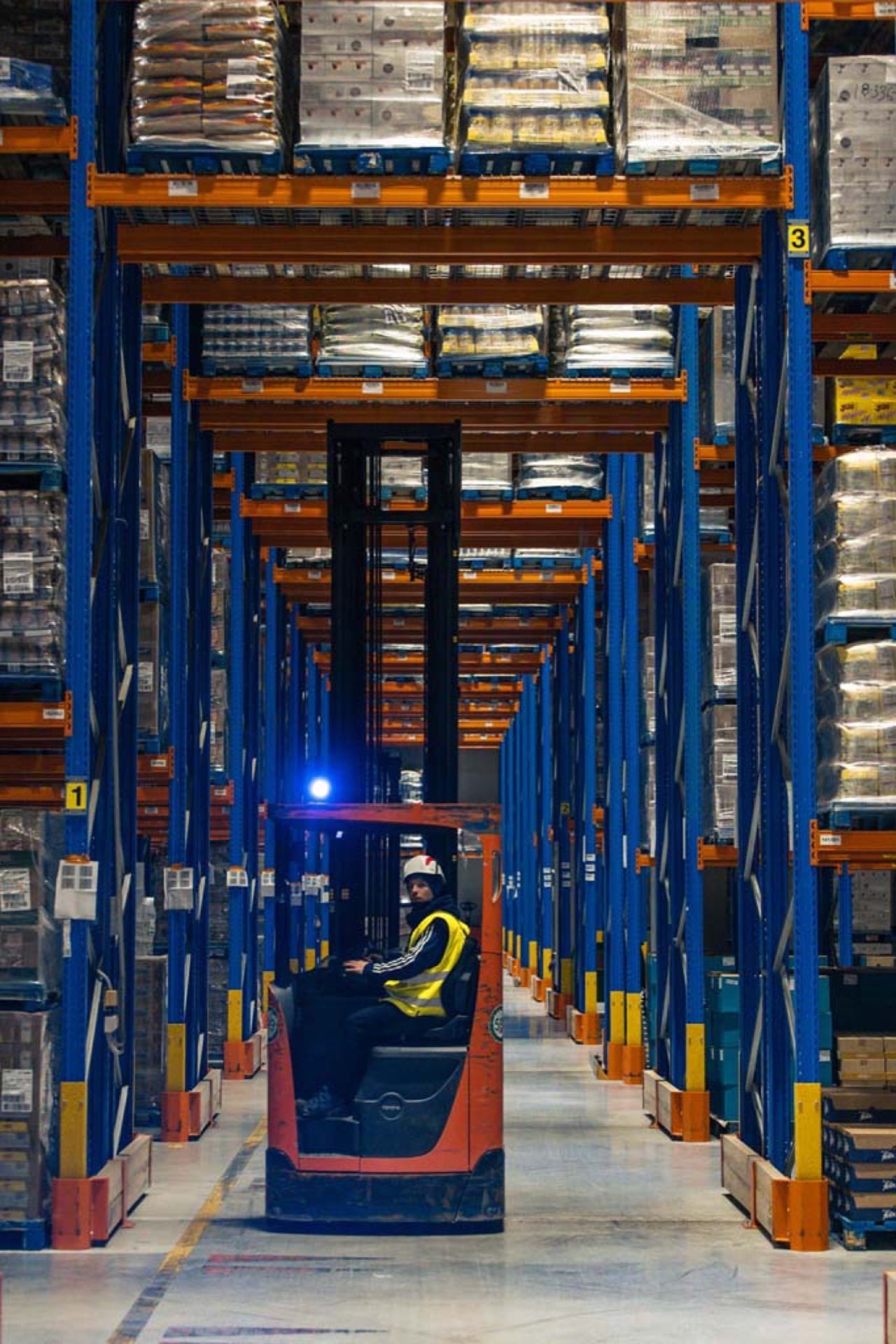 Warehouse aisle with retruck